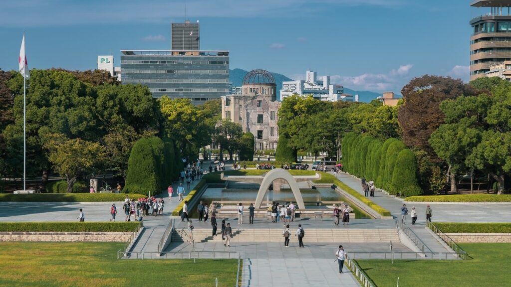 hiroshima peace park, hiroshima, memorial, monument, story, memory, commemorate, grief, japan